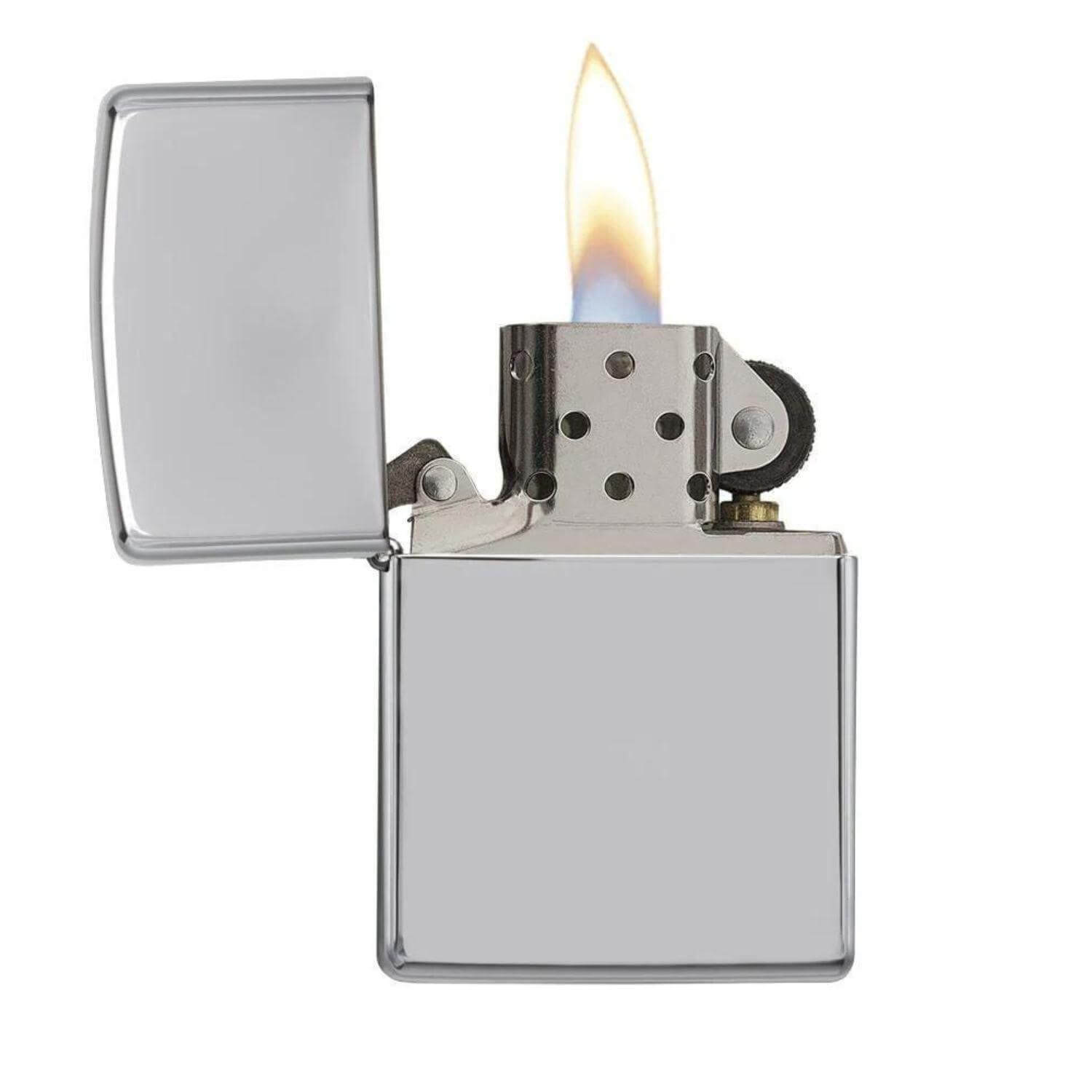 Αντιανεμικός αναπτήρας Zippo Classic Silver Chrome 250 σε ασημί χρώμα και γυαλιστερό φινίρισμα με δυνατότητα χαράγματος για ένα προσωποποιημένο δώρο.