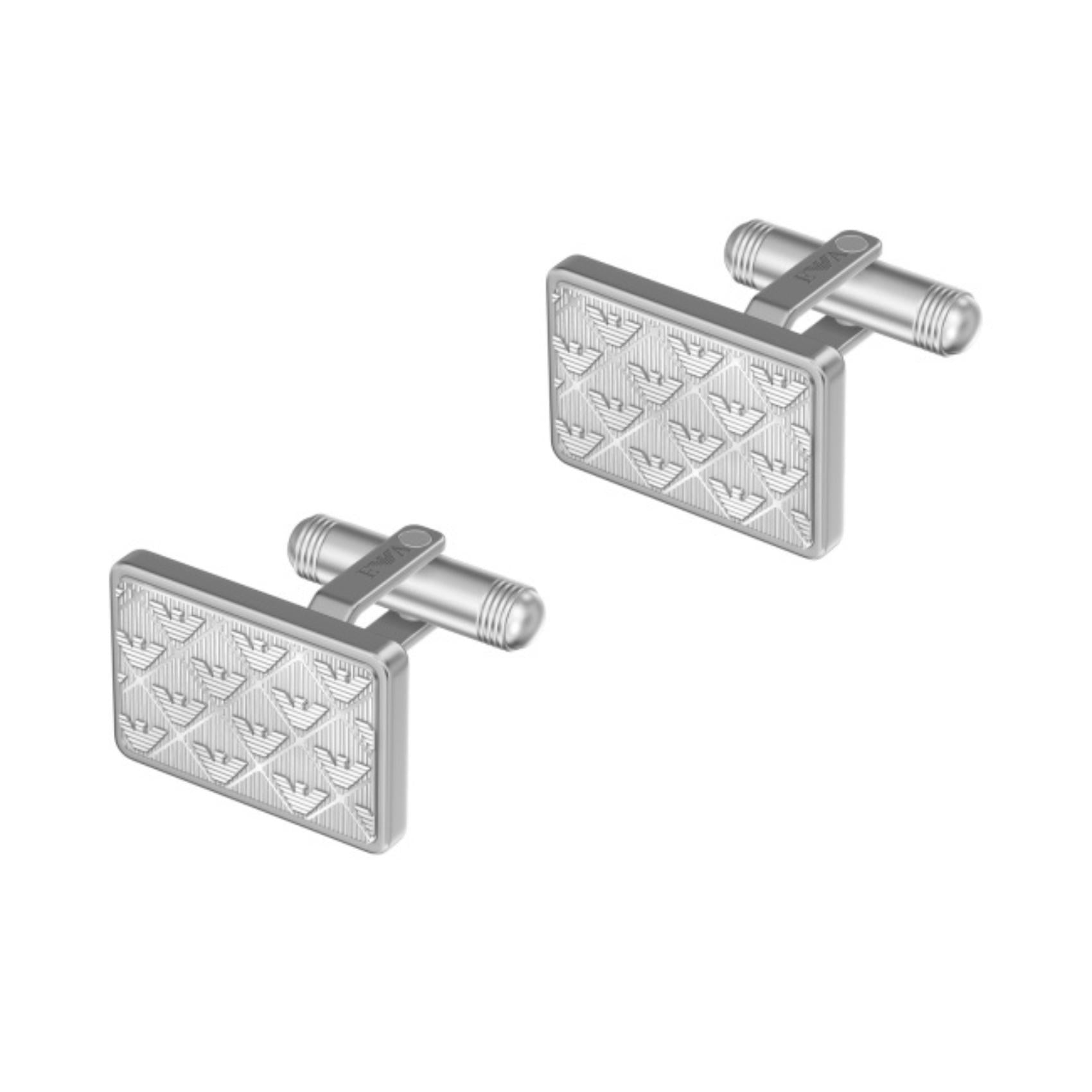 Ανδρικά μανικετόκουμπα Emporio Armani Eagle Logo EGS3360040 ασημί με μοτίβο αετού