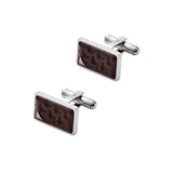 Ανδρικά μανικετόκουμπα Emporio Armani EGS3250040 από ανοξείδωτο ατσάλι σε καφέ χρώμα με ασημί λεπτομέρειες.