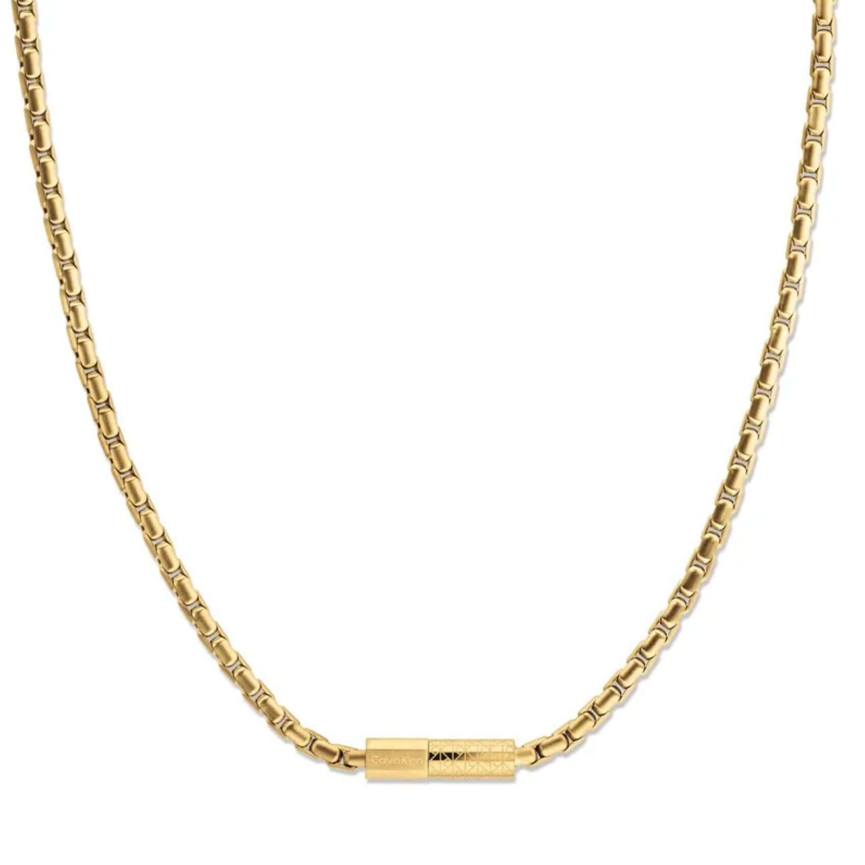 Ανδρική αλυσίδα Calvin Klein 35100093 ατσάλινη σε χρυσό χρώμα με ενσωματωμένο χρυσό στοιχείο και μήκος 60cm.