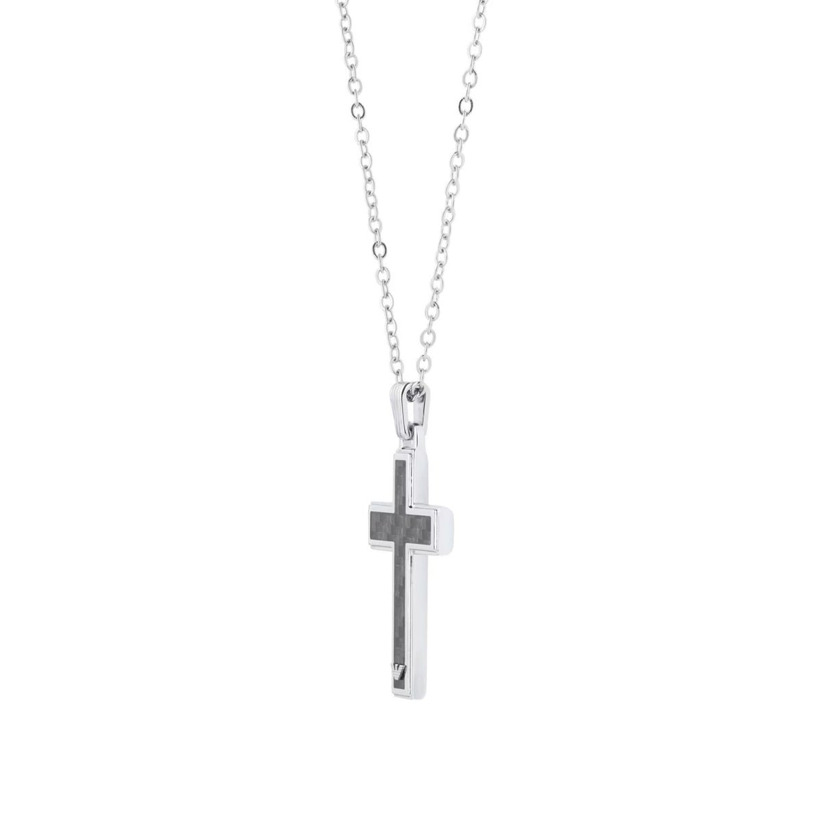Ανδρική ασημί αλυσίδα Armani EGS1705040 απò ανοξείδωτο ατσάλι με σταυρό-μήκος 50cm.