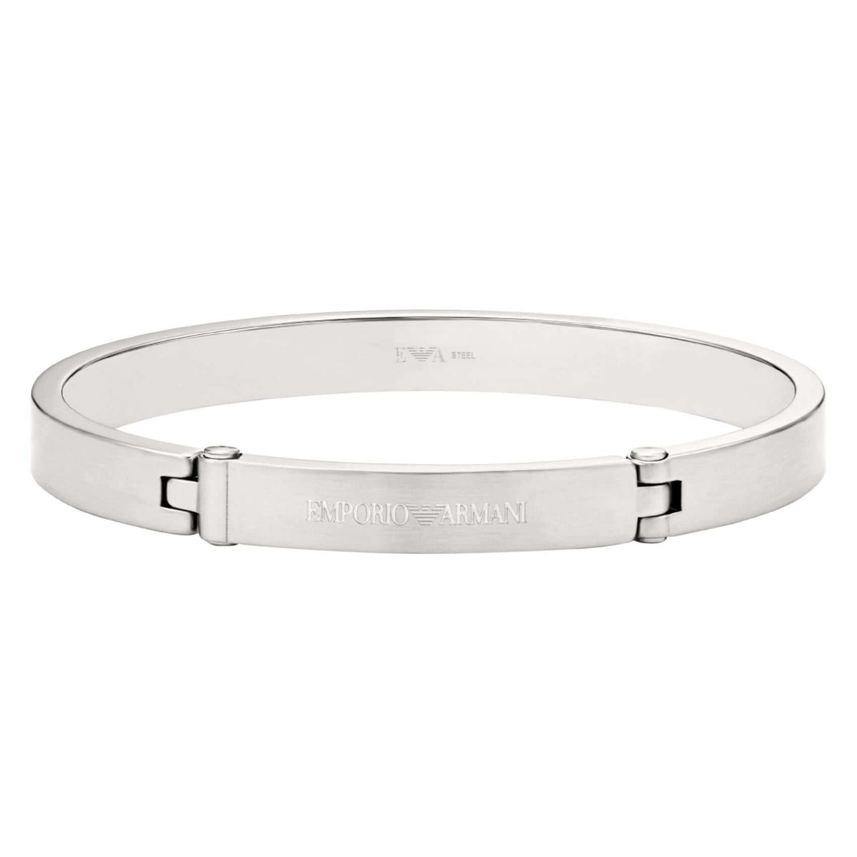 Ανδρική χειροπέδα Emporio Armani Eagle Logo EGS3307040 από ανοξείδωτο ατσάλι σε ασημί χρώμα.