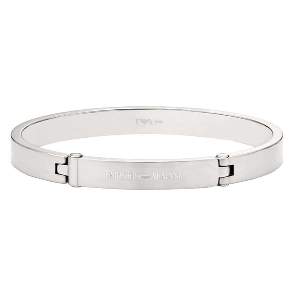 Ανδρική χειροπέδα Emporio Armani Eagle Logo EGS3307040 από ανοξείδωτο ατσάλι σε ασημί χρώμα.