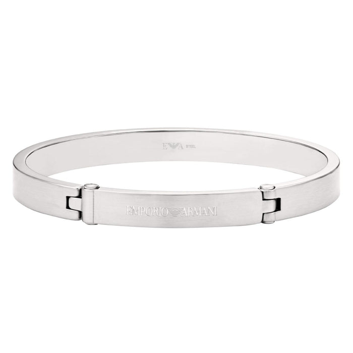 Ανδρική χειροπέδα Emporio Armani Eagle Logo EGS3307040 από ανοξείδωτο ατσάλι σε ασημί χρώμα.