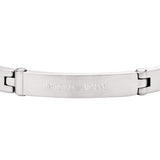Λεπτομέρεια από την ανδρική χειροπέδα Emporio Armani Eagle Logo EGS3307040 από ασημί ανοξείδωτο ατσάλι.