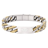 Ανδρική χειροπέδα Emporio Armani Eagle Logo EGS3314040 από ανοξείδωτο ατσάλι σε ασημί-χρυσό χρώμα.