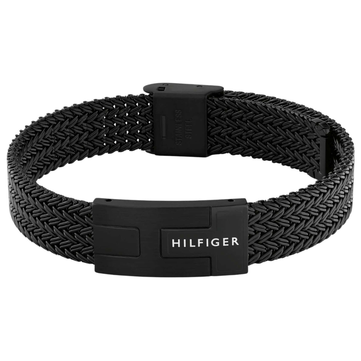 Ανδρικό βραχιόλι Tommy Hilfiger 2790707 από ανοξείδωτο ατσάλι σε μαύρο χρώμα με σχέδιο μπρασελέ.