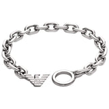 Ανδρικό βραχιόλι Emporio Armani EGS3236040 από ανοξείδωτο ατσάλι ασημί με σχέδιο μπρασελέ και στρογγυλό κούμπωμα.