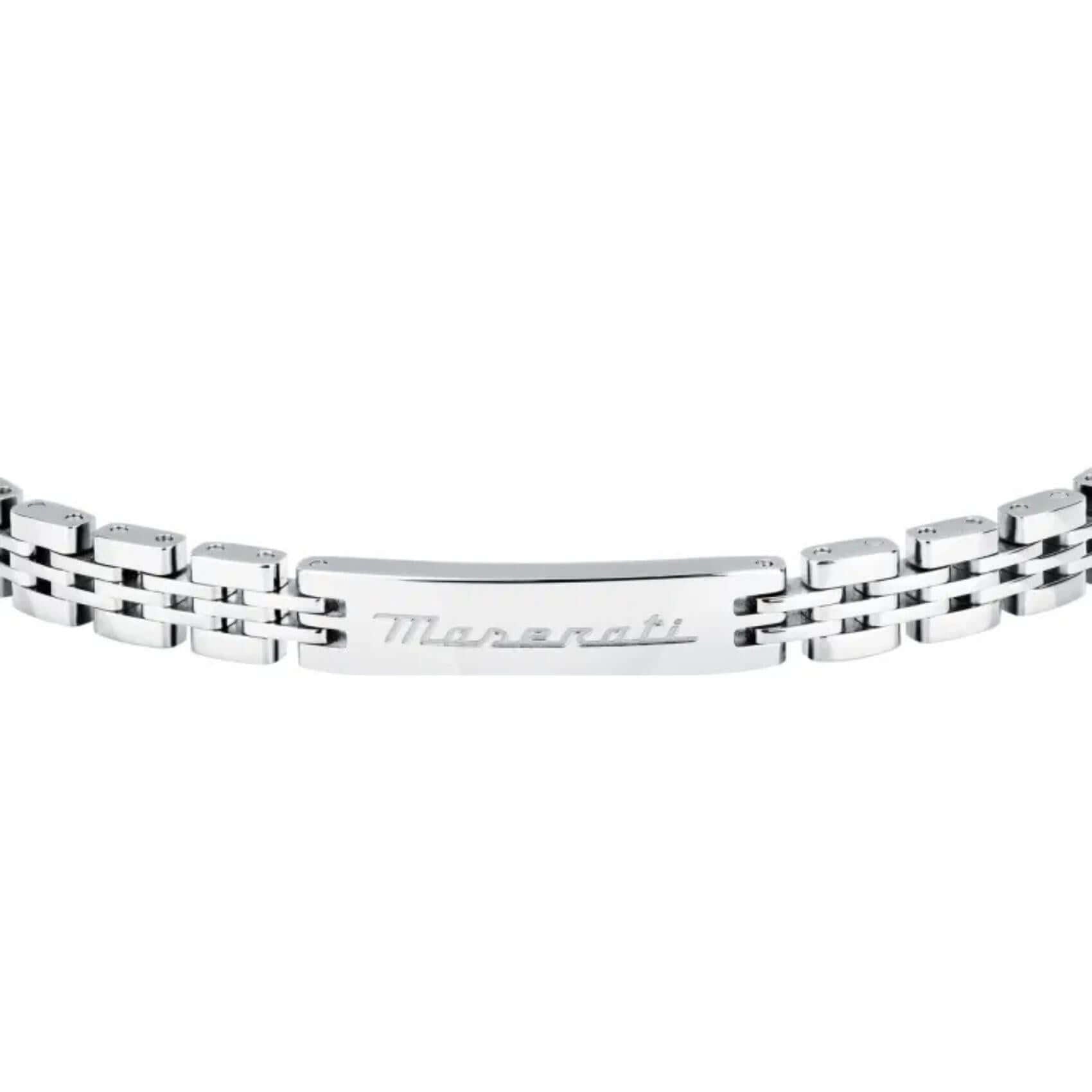 Ανδρικό βραχιόλι Maserati JM424AVD65 από ανοξείδωτο ατσάλι με ασημί μπρασελέ.