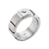 Ανδρικό δαχτυλίδι Emporio Armani EGS3081040 σε ασημί χρώμα από ανοξείδωτο ατσάλι με ανάγλυφες λεπτομέρειες