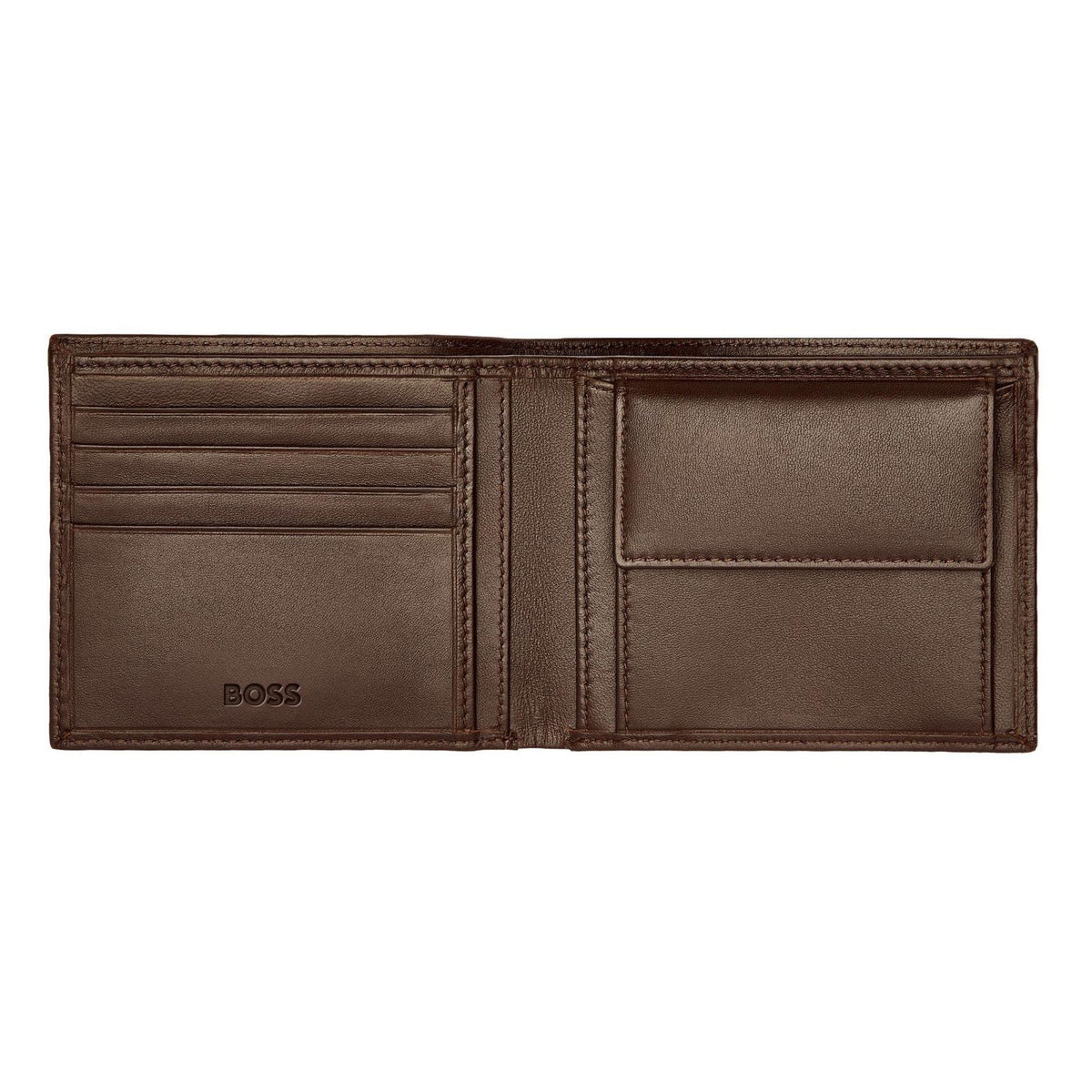 Ανδρικό δερμάτινο πορτοφόλι Hugo Boss Classic Smooth HLM403Y ανοιχτό σε καφέ χρώμα