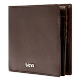 Ανδρικό δερμάτινο πορτοφόλι Hugo Boss Classic Smooth HLY403Y σε καφέ χρώμα στο πλάι.