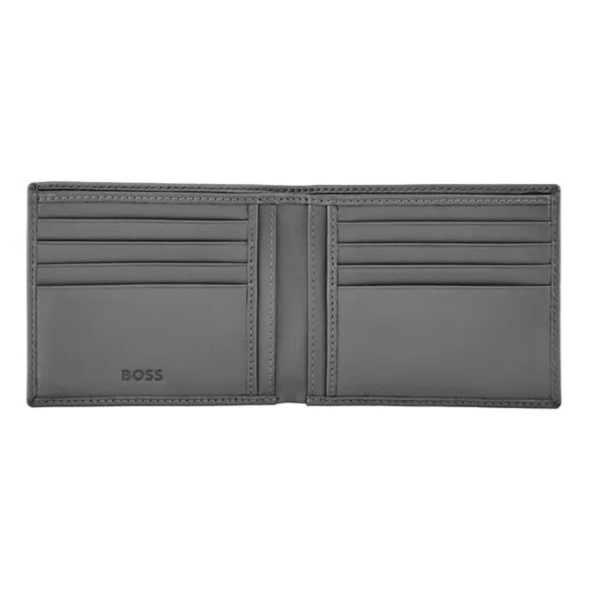 Ανδρικό δερμάτινο πορτοφόλι Hugo Boss Double B Saffiano HLW526H ανοιχτό σε γκρι χρώμα
