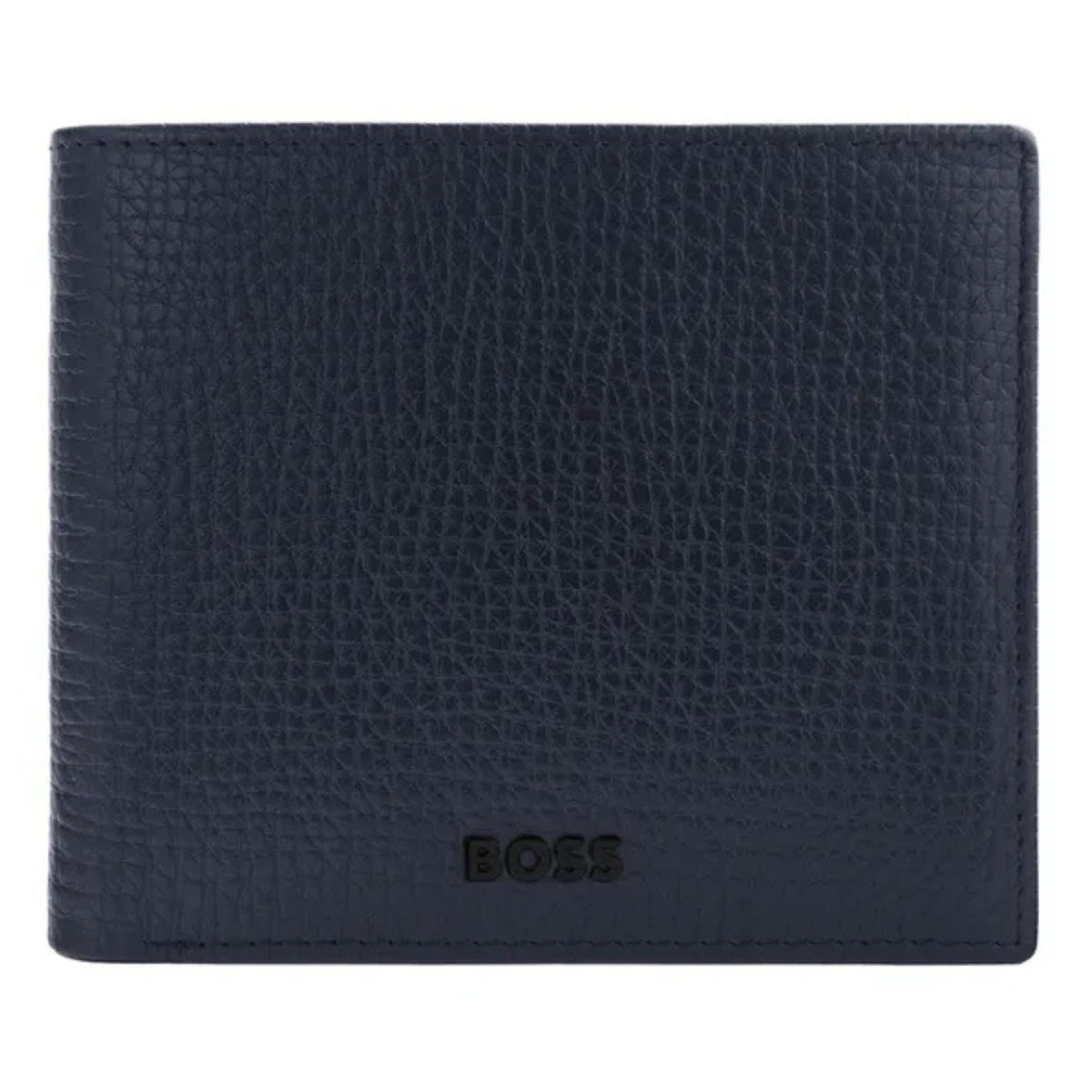 Ανδρικό δερμάτινο πορτοφόλι Hugo Boss Grid HLW632N σε μπλε χρώμα με λογότυπο BOSS