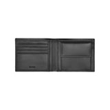 Ανδρικό δερμάτινο πορτοφόλι Hugo Boss HLM403A ανοιχτό σε μαύρο χρώμα.