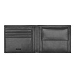 Ανδρικό δερμάτινο πορτοφόλι Hugo Boss HLM416A ανοιχτό σε μαύρο χρώμα.