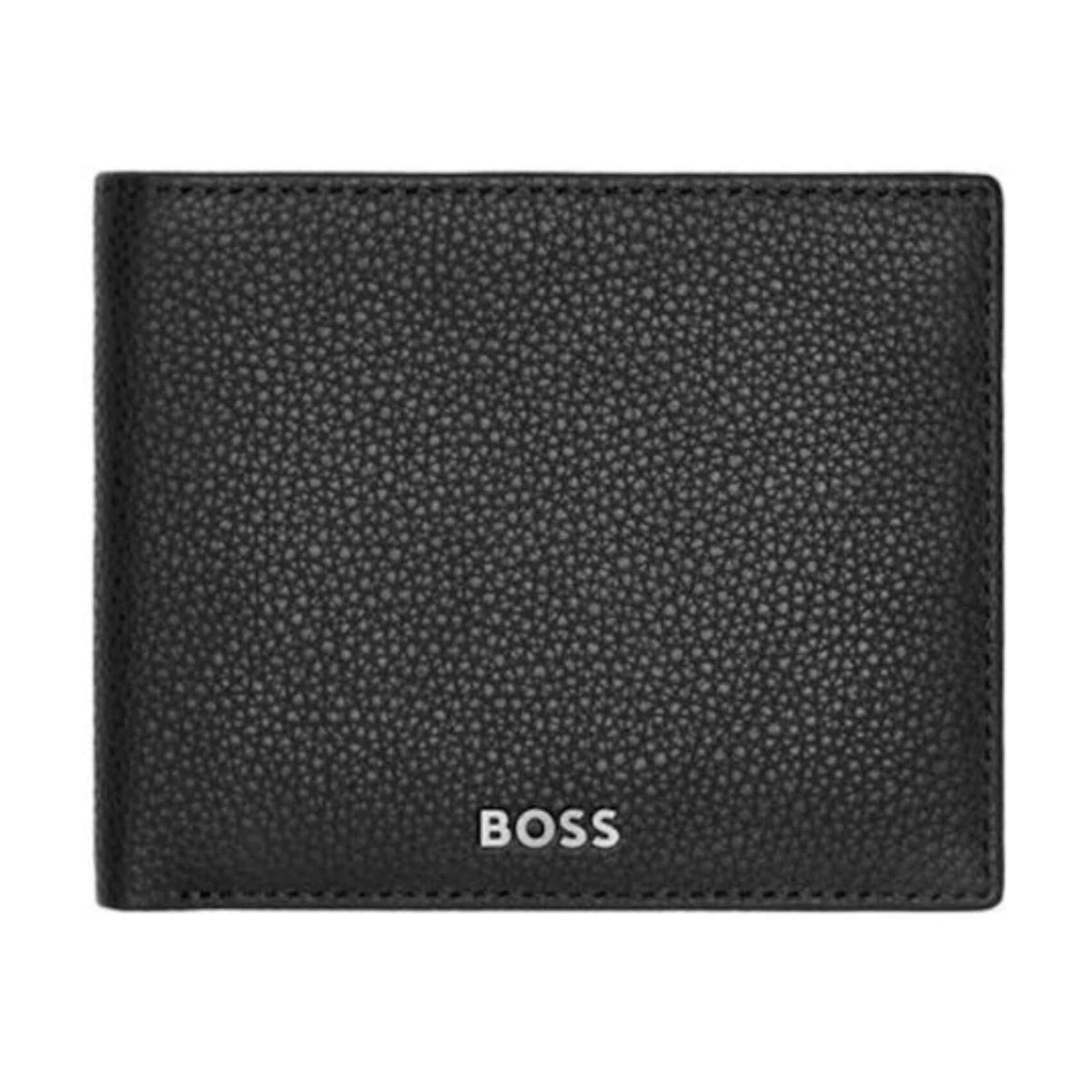 Ανδρικό δερμάτινο πορτοφόλι Hugo Boss HLM416A σε μαύρο χρώμα.