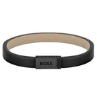 Ανδρικό Βραχιόλι Boss 1580337S Μαύρο Δερμάτινο