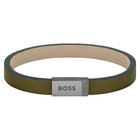 Ανδρικό Βραχιόλι Boss 1580338S Χακί Δερμάτινο