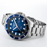 Καταδυτικό ρολόι Roamer Pro Diver 200 969845-41-45-20 με ασημί ατσάλινο μπρασελέ και μπλε καντράν 43mm.