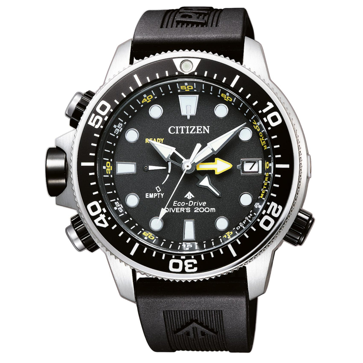 Ανδρικό καταδυτικό ρολόι Citizen Promaster Divers BN2036-14E με μαύρο λουράκι και μαύρο καντράν 46.5mm με περιστρεφόμενη στεφάνη.
