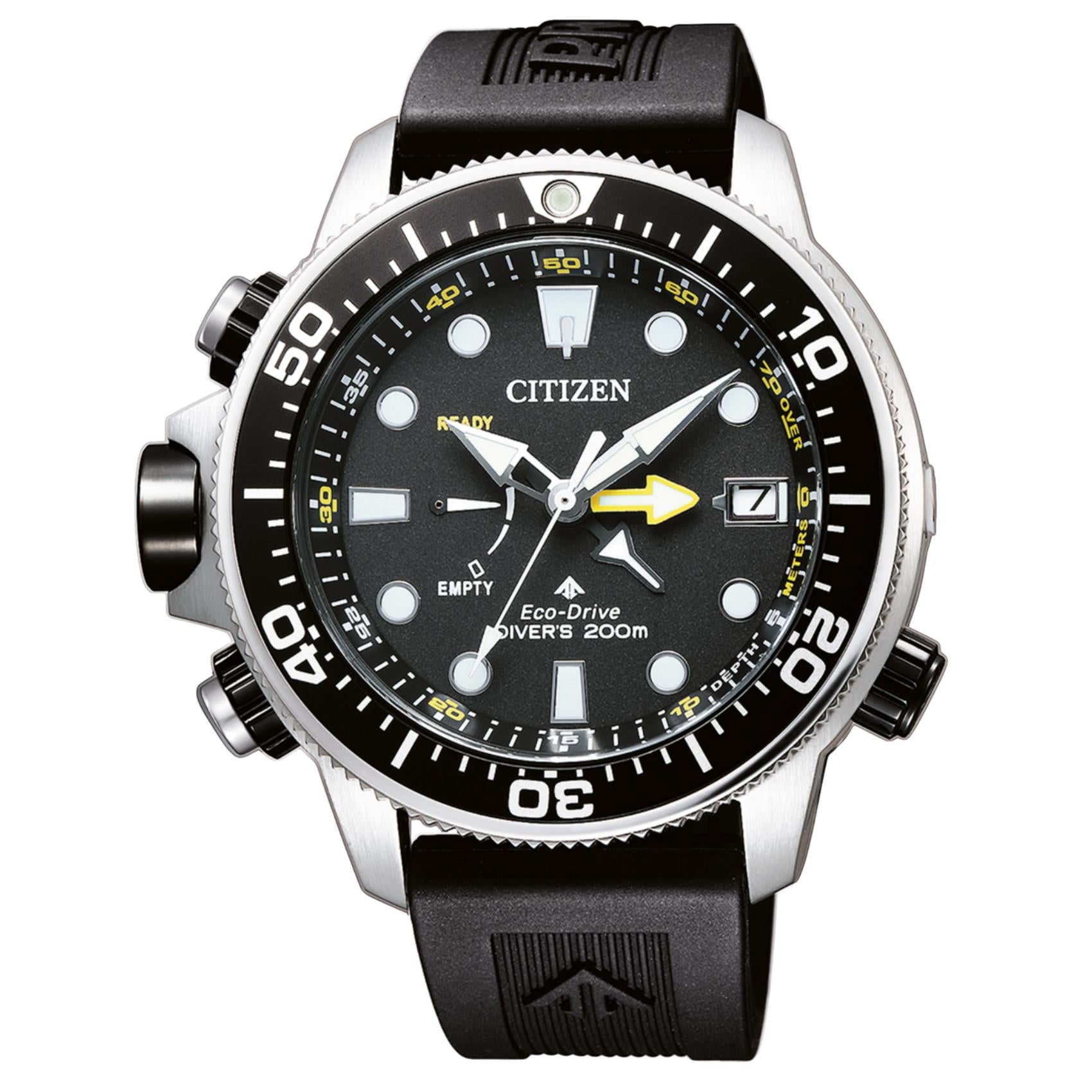 Ανδρικό καταδυτικό ρολόι Citizen Promaster Divers BN2036-14E με μαύρο λουράκι και μαύρο καντράν 46.5mm με περιστρεφόμενη στεφάνη.