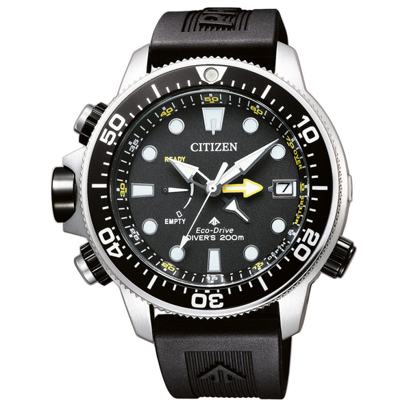 Ανδρικό καταδυτικό ρολόι Citizen Promaster Divers BN2036-14E με μαύρο λουράκι και μαύρο καντράν 46.5mm με περιστρεφόμενη στεφάνη.