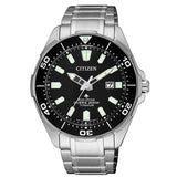 Ανδρικό καταδυτικό ρολόι Citizen Promaster Eco-Drive BN0200-81E με ασημί μπρασελέ τιτανίου και μαύρο καντράν 44mm με περιστρεφόμενη στεφάνη.