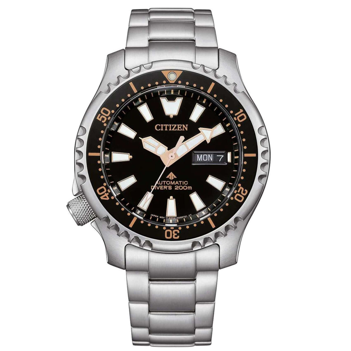 Ανδρικό καταδυτικό ρολόι Citizen Promaster Marine NY0160-66EE Limited Edition με ασημί ατσάλινο μπρασελέ, μαύρο καντράν 42mm και αυτόματο μηχανισμό Caliber 8204.