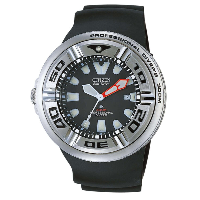 Ανδρικό καταδυτικό ρολόι Citizen Promaster Professional Diver 300 BJ8050-08E με μαύρο λουράκι και μαύρο καντράν 48mm.