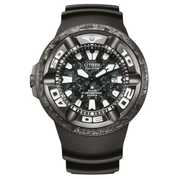 Ανδρικό καταδυτικό ρολόι Citizen Promaster Professional Diver 300 Godzilla BJ8056-01E με μαύρο καντράν 48mm και μαύρο λουράκι.
