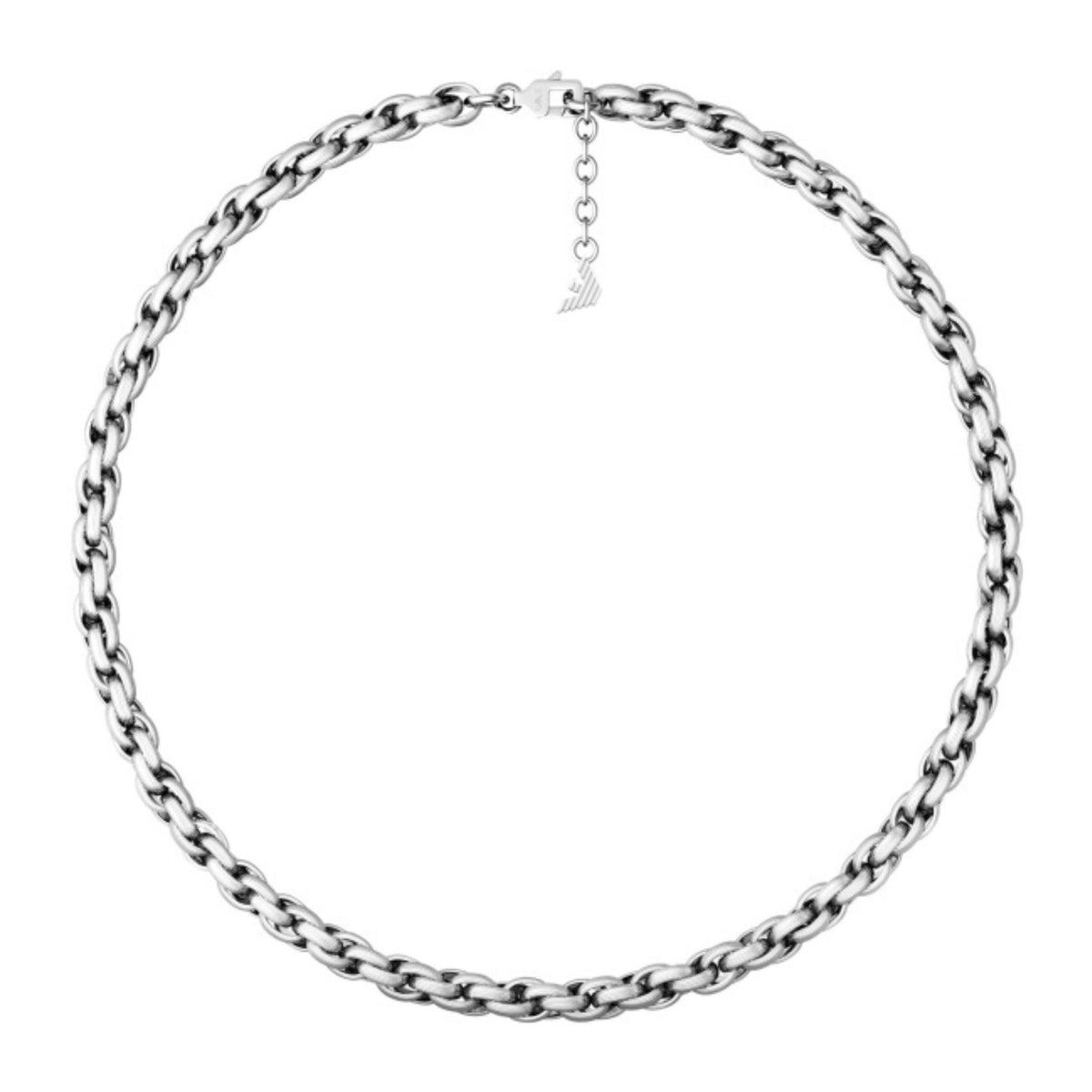 Ασημί αλυσίδα λαιμού Emporio Armani Iconic Trend EGS3378040 με κούμπωμα αστακό και λογότυπο αετού