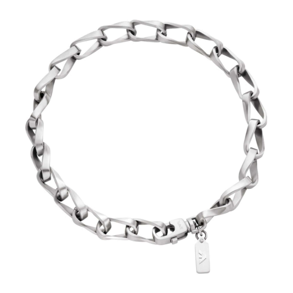 Ανδρικό κολιέ αλυσίδα Emporio Armani Trend EGS3301040 από ανοξείδωτο ατσάλι σε ασημί χρώμα με σχέδιο κρίκο-κρίκο.