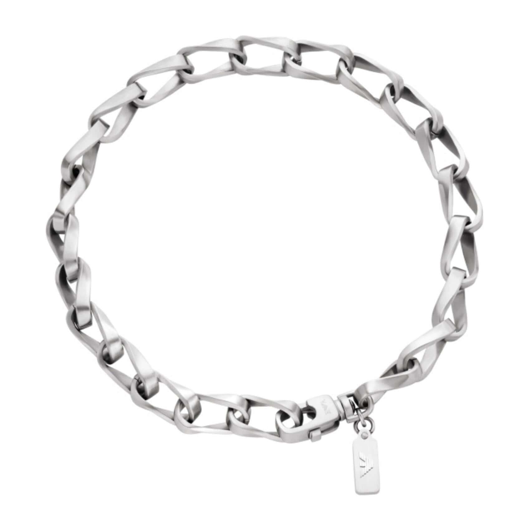 Ανδρικό κολιέ αλυσίδα Emporio Armani Trend EGS3301040 από ανοξείδωτο ατσάλι σε ασημί χρώμα με σχέδιο κρίκο-κρίκο.