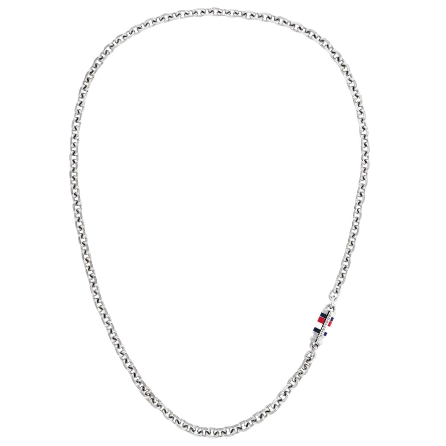 Ανδρικό κολιέ Tommy Hilfiger 2790650 ατσάλινο σε ασημί χρώμα με κυλινδρικό μοτίφ περασμένο στην αλυσίδα.