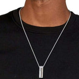 Ανδρικό κολιέ Boss από ασημί ανοξείδωτο ατσάλι με διπλής όψης κρεμαστό διακοσμημένο με λογότυπο και μαύρες/καφέ λεπτομέρειες, μήκους 60 cm 1580361