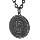 Ανδρικό Κολιέ Boss 1580762 με Μαύρο Μενταγιόν Double B Monogram