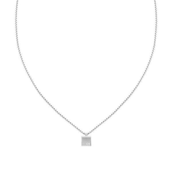 Ανδρικό κολιέ Calvin Klein 35000486 ατσάλινο σε ασημί χρώμα με τετράγωνο κρεμαστό μοτίφ.