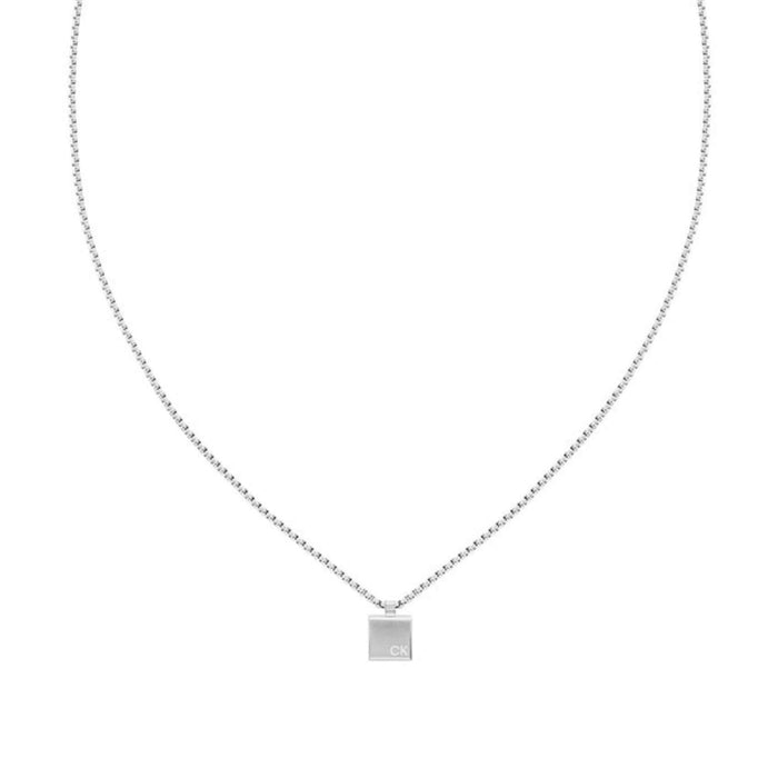 Ανδρικό κολιέ Calvin Klein 35000486 ατσάλινο σε ασημί χρώμα με τετράγωνο κρεμαστό μοτίφ.