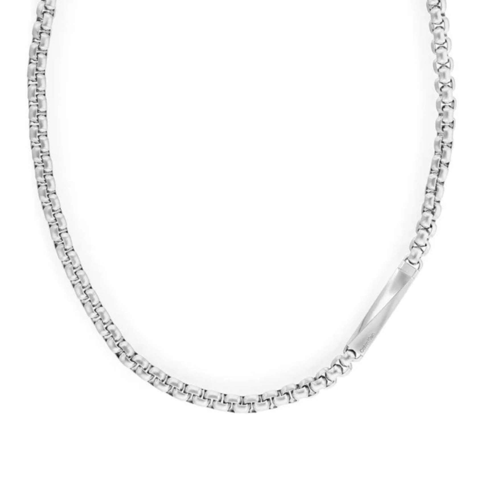 Ανδρικό κολιέ Calvin Klein 35100054 ατσάλινο ασημί με ενσωματωμένη ταυτότητα. 