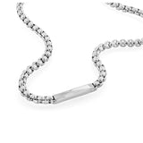 Ανδρικό κολιέ Calvin Klein 35100054 ατσάλινο ασημί με ενσωματωμένη ταυτότητα, κοντινή λήψη.