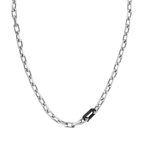 Ανδρικό κολιέ Calvin Klein 35100067 από ανοξείδωτο ατσάλι σε ασημί χρώμα με μαύρο κούμπωμα και αλυσίδα μήκους 65 cm