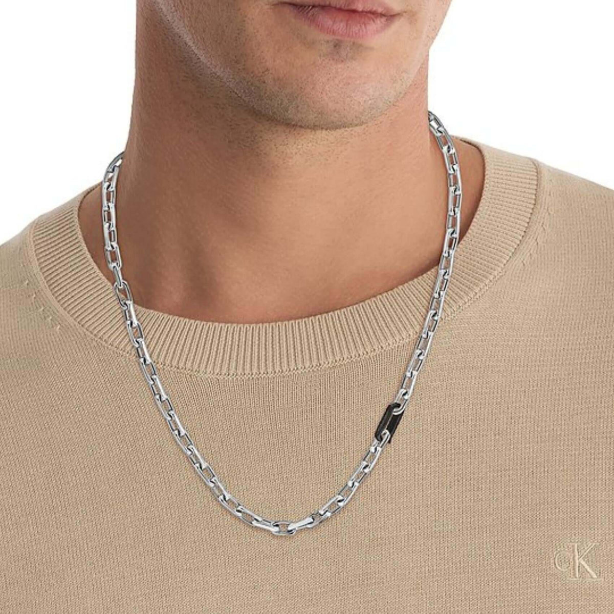Κολιέ Calvin Klein 35100067 Ατσάλινο Ασημί με Μαύρο Κούμπωμα