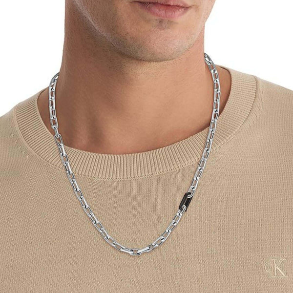 Κολιέ Calvin Klein 35100067 Ατσάλινο Ασημί με Μαύρο Κούμπωμα