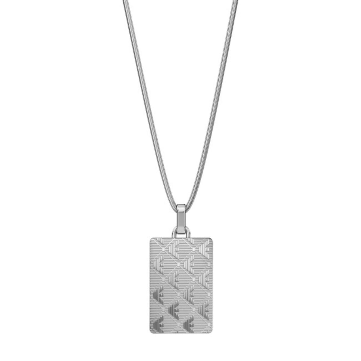 Ανδρικό κολιέ Emporio Armani Eagle Logo EGS3362040 με μενταγιόν ταυτότητα σε ασημί χρώμα