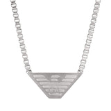 Ανδρικό κολιέ Emporio Armani EGS2984040 με ατσάλινη αλυσίδα-ασημί και κρεμαστό τρίγωνο στοιχείο σε ασημί χρώμα.