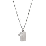 Ανδρικό κολιέ Emporio Armani EGS3167040 με ατσάλινη αλυσίδα σε ασημί χρώμα και κρεμαστό μοτίφ ταυτότητα σε ασημί χρώμα.