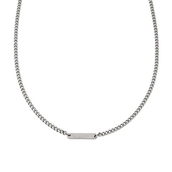 Ανδρικό κολιέ Emporio Armani EGS3188040 ατσάλινο με αλυσίδα και ταυτότητα σε ασημί χρώμα.