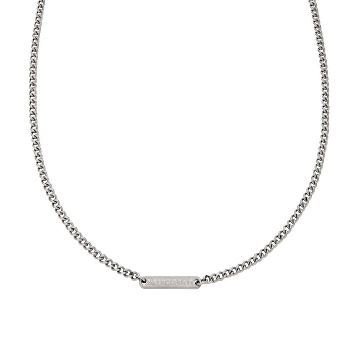 Ανδρικό κολιέ Emporio Armani EGS3188040 ατσάλινο με αλυσίδα και ταυτότητα σε ασημί χρώμα.