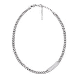 Ανδρικό κολιέ Emporio Armani EGS3303040 από ανοξείδωτο ατσάλι σε ασημί χρώμα με ενσωματωμένο μοτίφ ταυτότητα στην αλυσίδα.